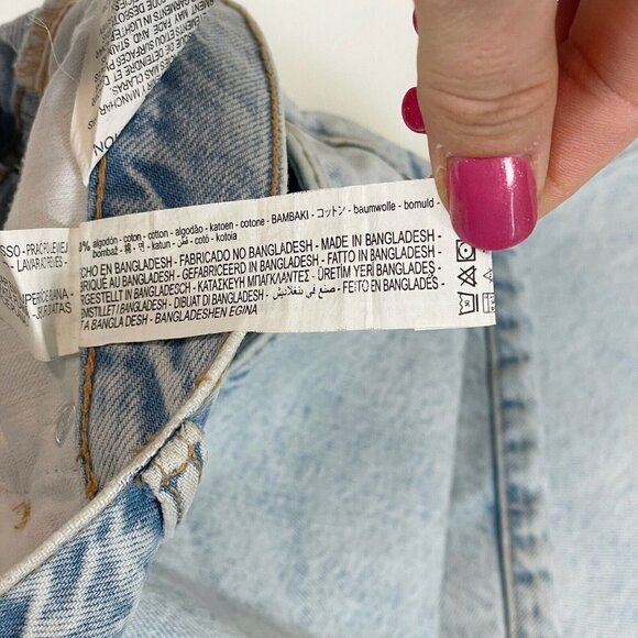 Zara Womens High Rise Cropped Button Denim Jeans Blue 34 Light Acid Wash Pockets - Picture 9 of 14